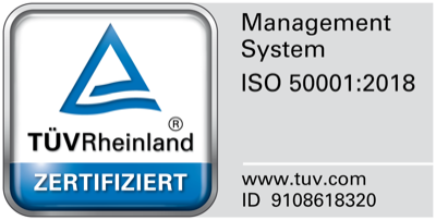 TÜV Rheinland zertifiziert – Energiemanagementsystem ISO 50001:2018