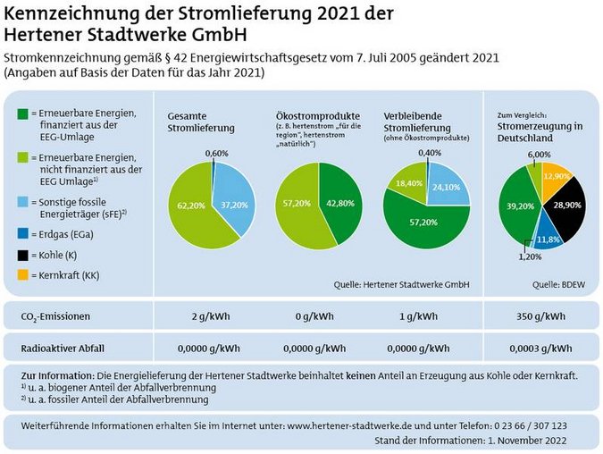 Kennzeichnung der Stromlieferung 2021